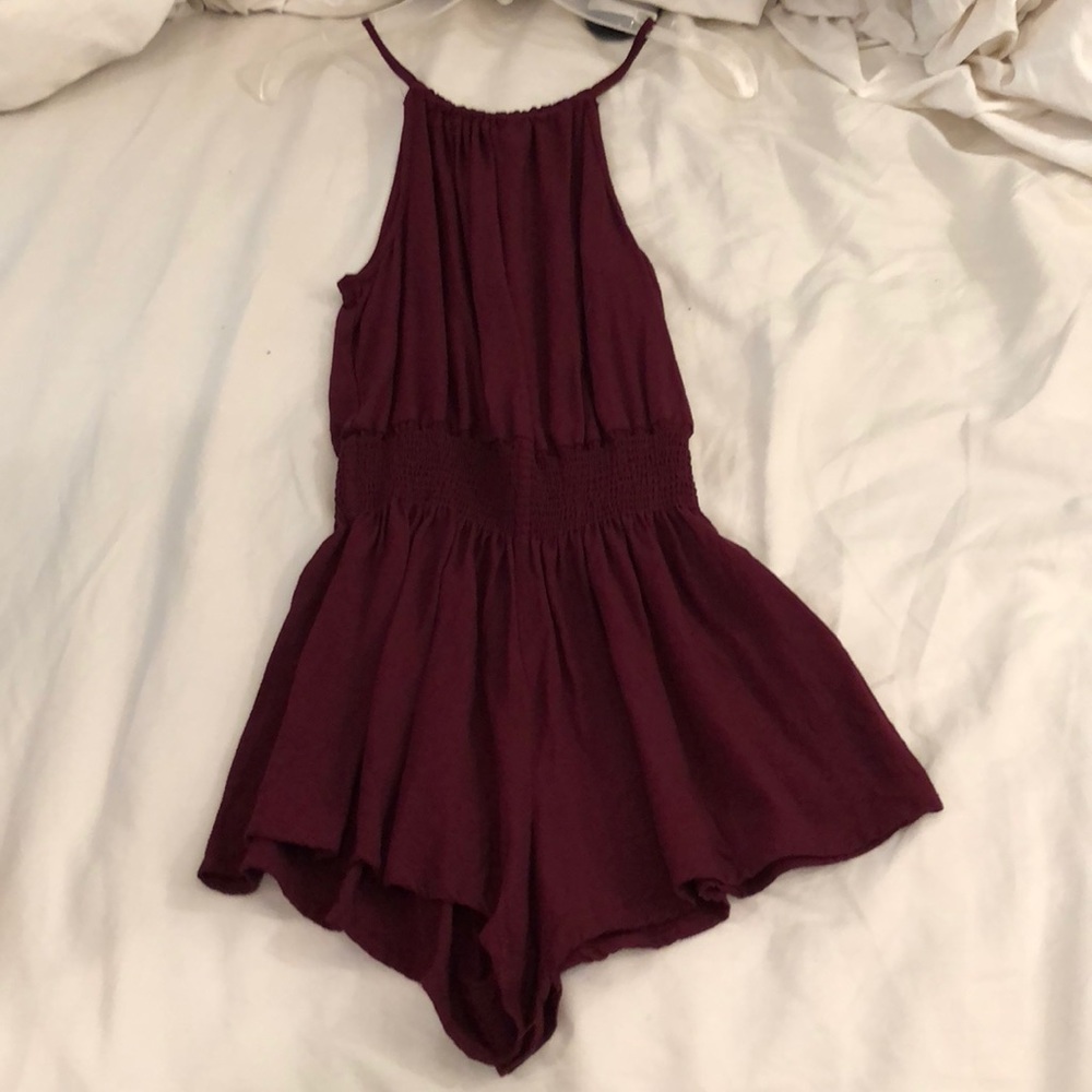 Dark red halter romper